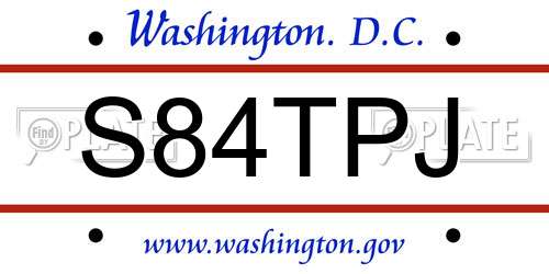 S84TPJ District Of Columbia License Plate