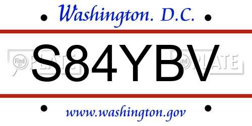 S84YBV District Of Columbia License Plate