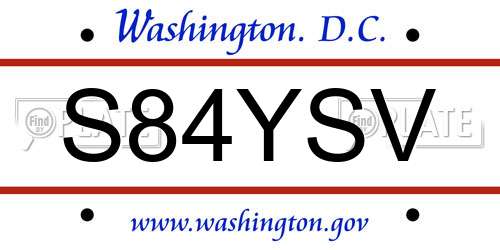 S84YSV District Of Columbia License Plate
