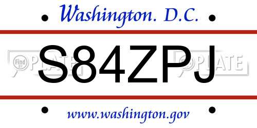 S84ZPJ District Of Columbia License Plate