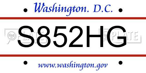 S852HG District Of Columbia License Plate