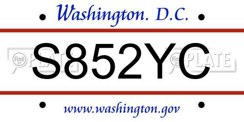 S852YC District Of Columbia License Plate
