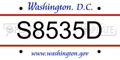 S8535D District Of Columbia License Plate