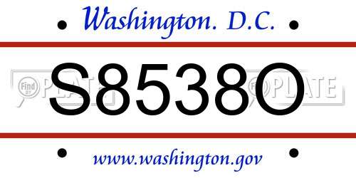 S8538O District Of Columbia License Plate