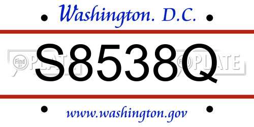 S8538Q District Of Columbia License Plate
