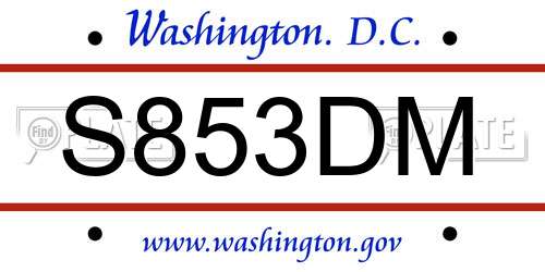 S853DM District Of Columbia License Plate