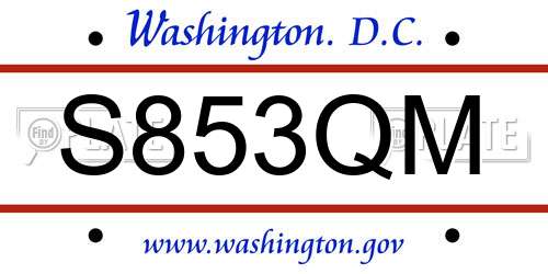 S853QM District Of Columbia License Plate