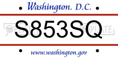 S853SQ District Of Columbia License Plate