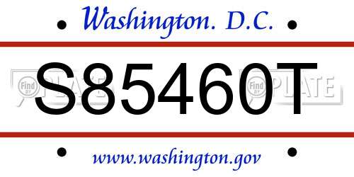 S85460T District Of Columbia License Plate