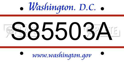 S85503A District Of Columbia License Plate