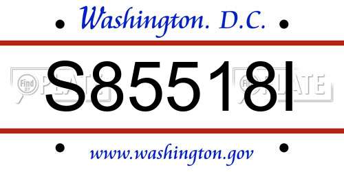 S85518I District Of Columbia License Plate