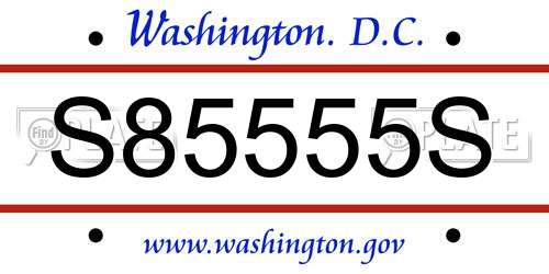 S85555S District Of Columbia License Plate