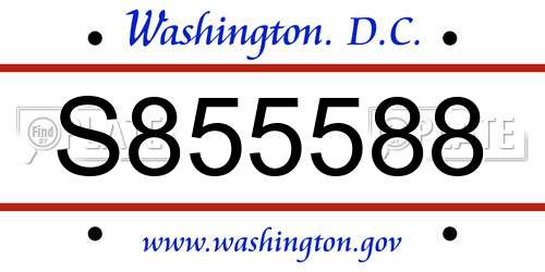 S855588 District Of Columbia License Plate
