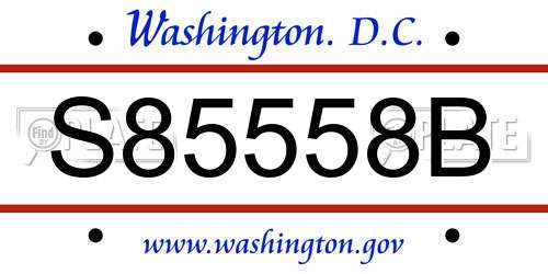 S85558B District Of Columbia License Plate