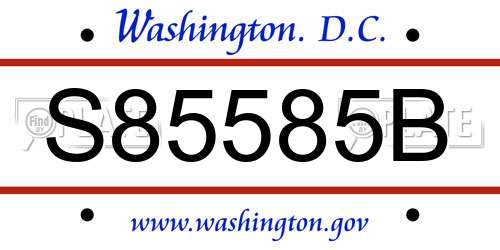 S85585B District Of Columbia License Plate