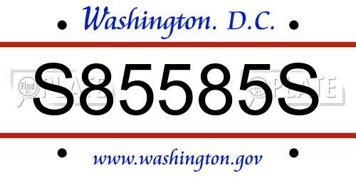 S85585S District Of Columbia License Plate