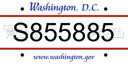 S855885 District Of Columbia License Plate
