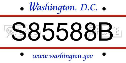S85588B District Of Columbia License Plate