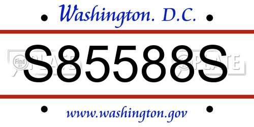 S85588S District Of Columbia License Plate