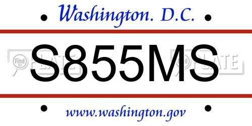 S855MS District Of Columbia License Plate