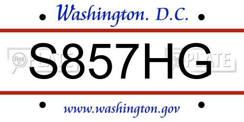 S857HG District Of Columbia License Plate