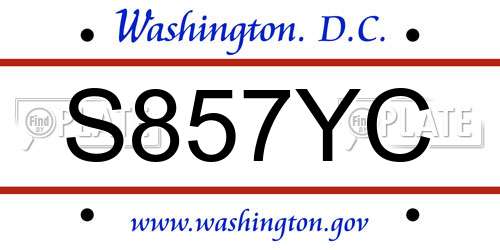 S857YC District Of Columbia License Plate
