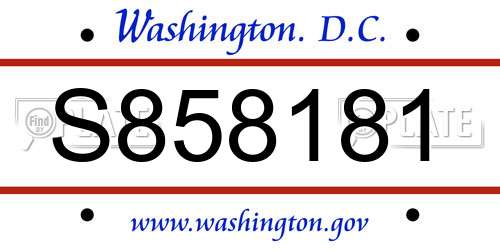 S858181 District Of Columbia License Plate