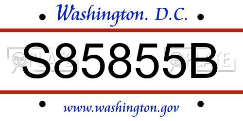 S85855B District Of Columbia License Plate