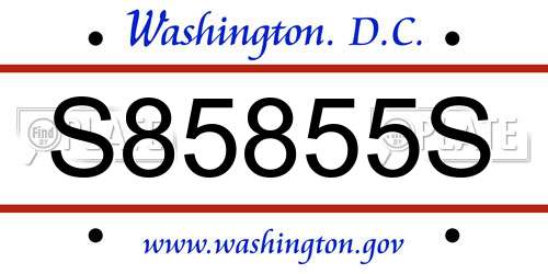 S85855S District Of Columbia License Plate