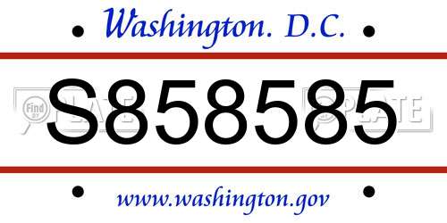 S858585 District Of Columbia License Plate