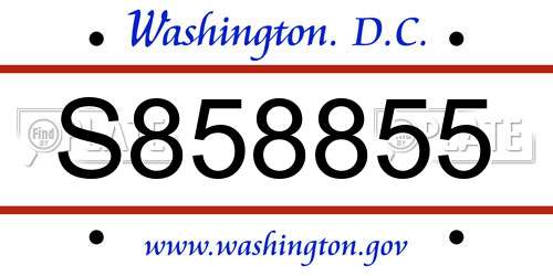 S858855 District Of Columbia License Plate