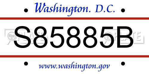 S85885B District Of Columbia License Plate