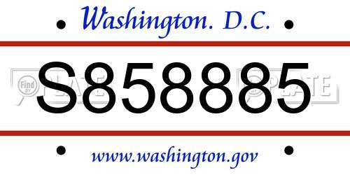 S858885 District Of Columbia License Plate
