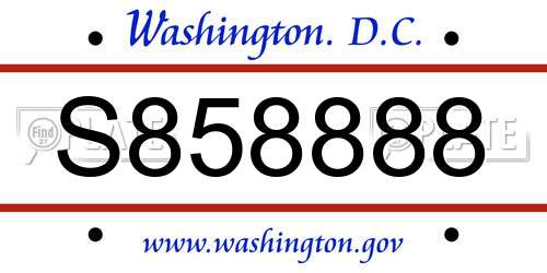 S858888 District Of Columbia License Plate
