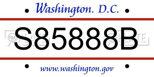S85888B District Of Columbia License Plate