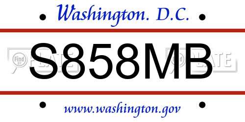 S858MB District Of Columbia License Plate