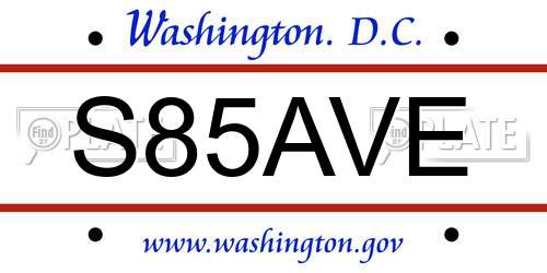 S85AVE District Of Columbia License Plate
