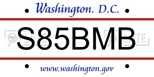 S85BMB District Of Columbia License Plate