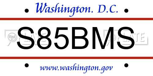 S85BMS District Of Columbia License Plate