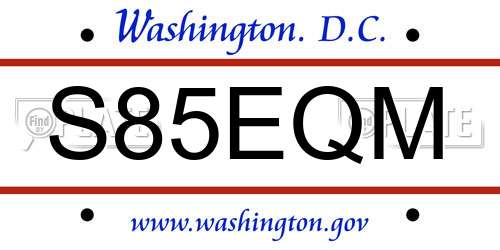 S85EQM District Of Columbia License Plate