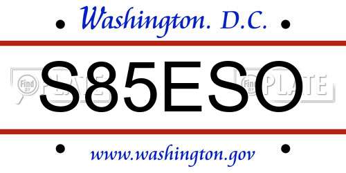 S85ESO District Of Columbia License Plate