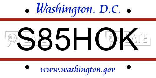 S85HOK District Of Columbia License Plate