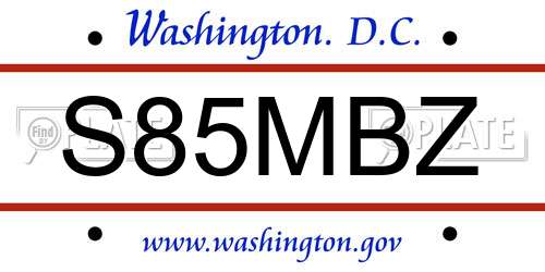 S85MBZ District Of Columbia License Plate