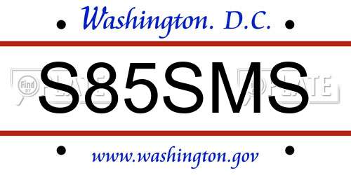 S85SMS District Of Columbia License Plate