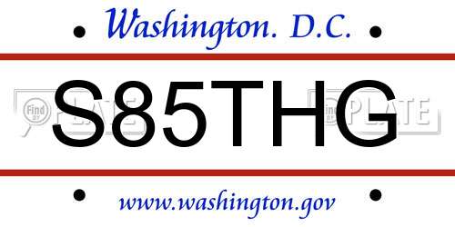 S85THG District Of Columbia License Plate