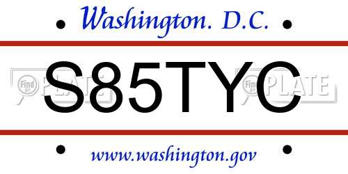 S85TYC District Of Columbia License Plate
