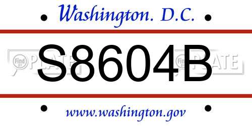 S8604B District Of Columbia License Plate
