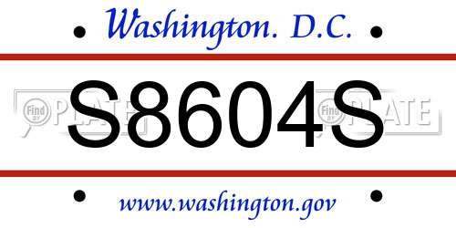 S8604S District Of Columbia License Plate