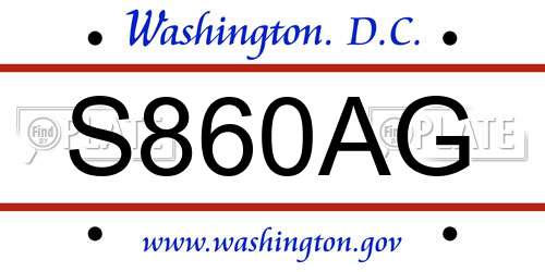 S860AG District Of Columbia License Plate