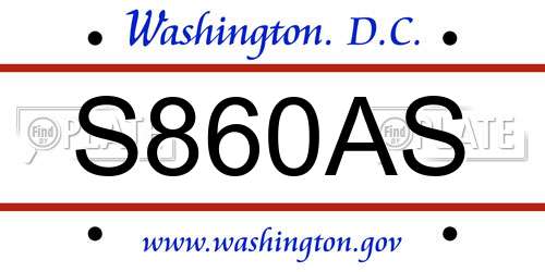 S860AS District Of Columbia License Plate